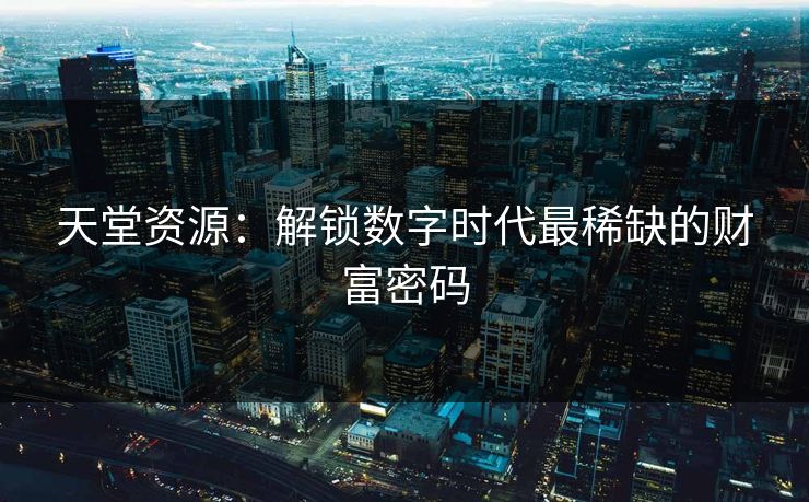 天堂资源：解锁数字时代最稀缺的财富密码